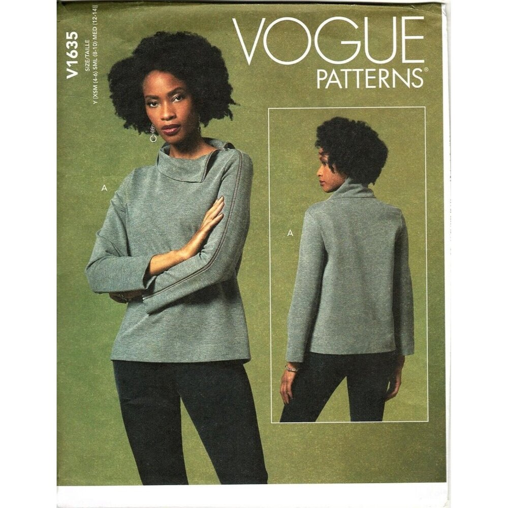 Vogue V1635 Misses XS to M Easy Pullover Tops UNCUT Sewing Pattern